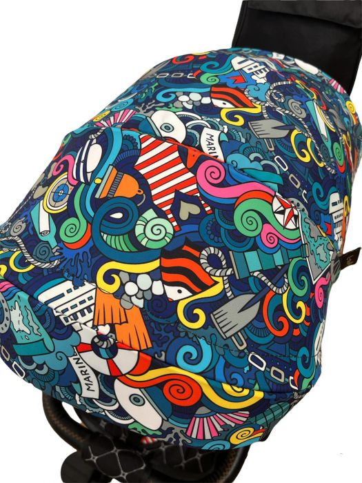 Tricicleta pliabila cu muzica, cu pozitie de somn si scaun reversibil, SL01 - graffitti [17]