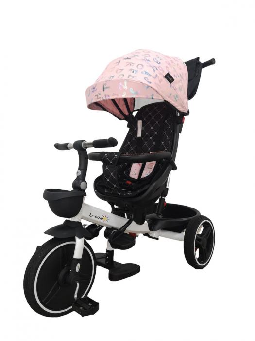 Tricicleta pliabila, cu pozitie de somn si scaun reversibil, SL01 - roz letters [1]