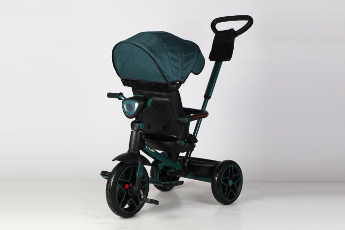 Tricicleta reversibila, evolutiva, cu pozitie de somn, roata cauciuc, cu lumini si muzica, SL05 Verde [11]