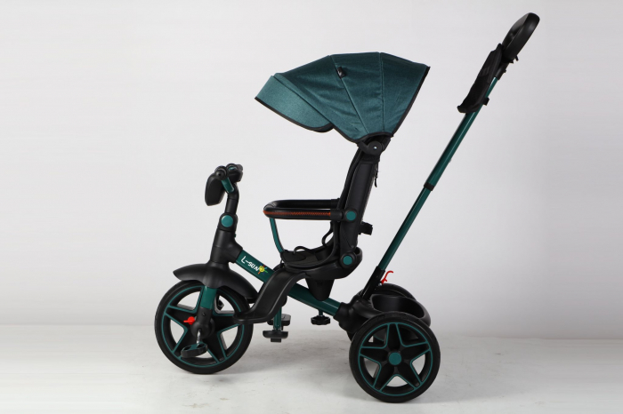 Tricicleta reversibila, evolutiva, cu pozitie de somn, roata cauciuc, cu lumini si muzica, SL05 Verde [10]