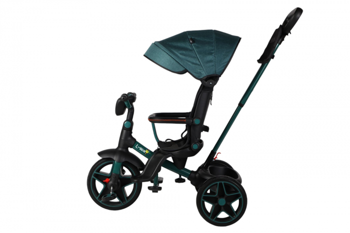 Tricicleta reversibila, evolutiva, cu pozitie de somn, roata cauciuc, cu lumini si muzica, SL05 Verde [6]