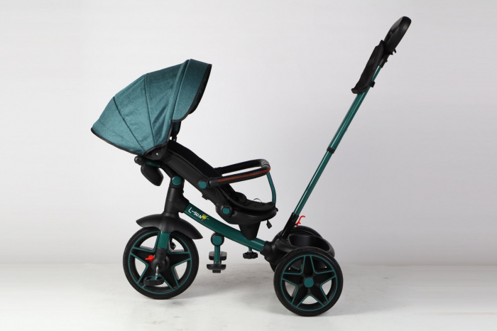 Tricicleta reversibila, evolutiva, cu pozitie de somn, roata cauciuc, cu lumini si muzica, SL05 Verde [12]