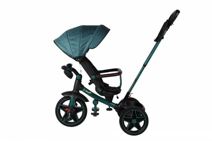Tricicleta reversibila, evolutiva, cu pozitie de somn, roata cauciuc, cu lumini si muzica, SL05 Verde [3]