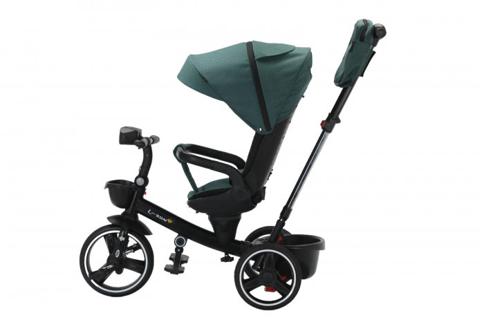 Tricicleta reversibila, evolutiva, cu pozitie de somn, roata cauciuc, cu lumini si muzica, SL06 verde [4]