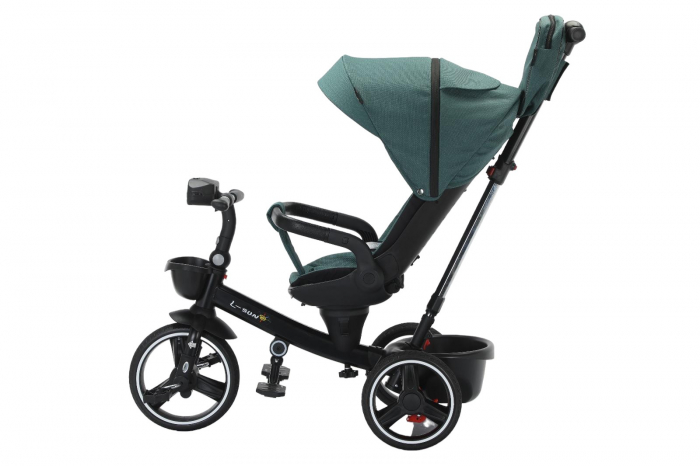 Tricicleta reversibila, evolutiva, cu pozitie de somn, roata cauciuc, cu lumini si muzica, SL06 verde [5]