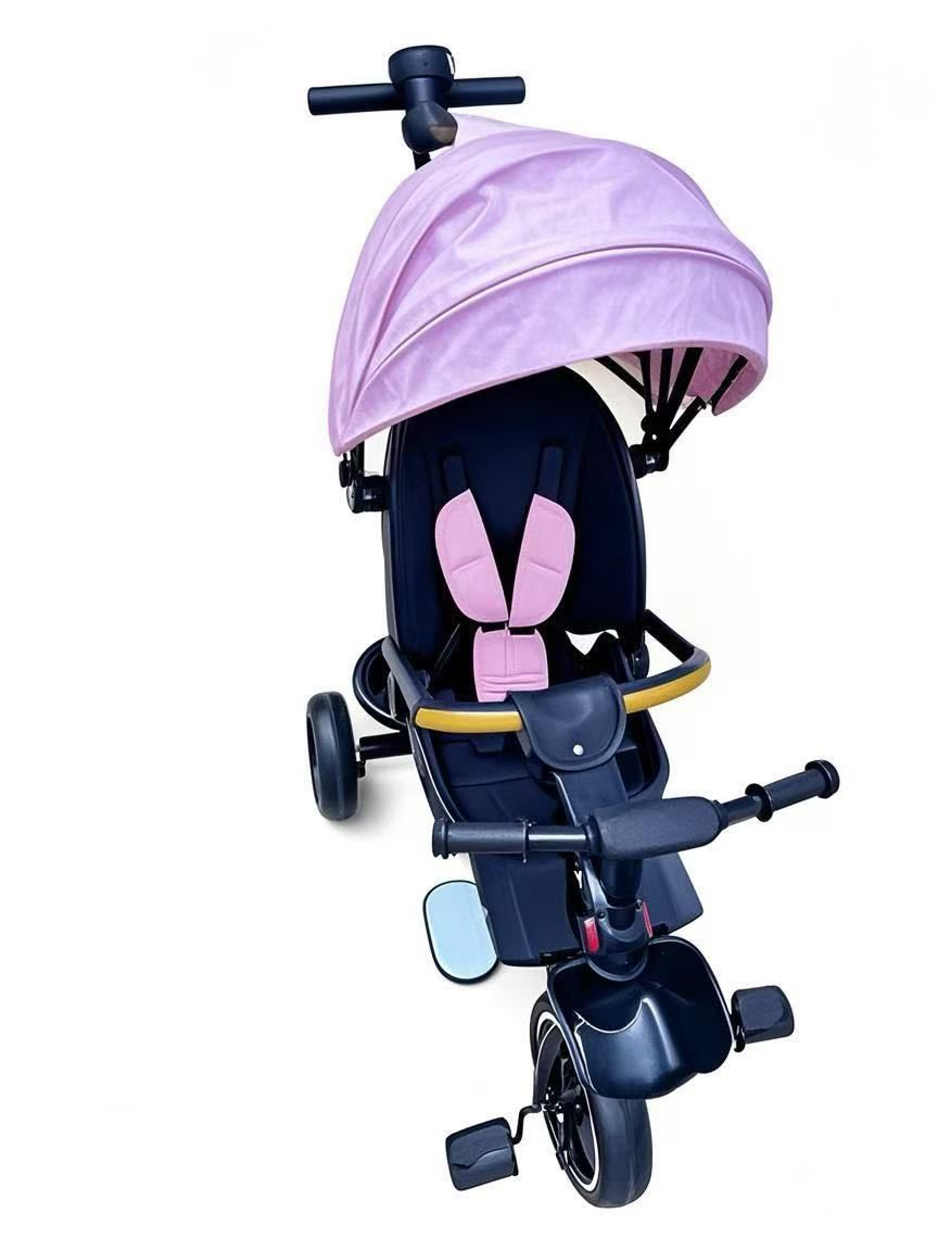 Tricicleta X1 Roz, cu maner parental, scaun reversibil, pliabila, pozitie de somn [10]