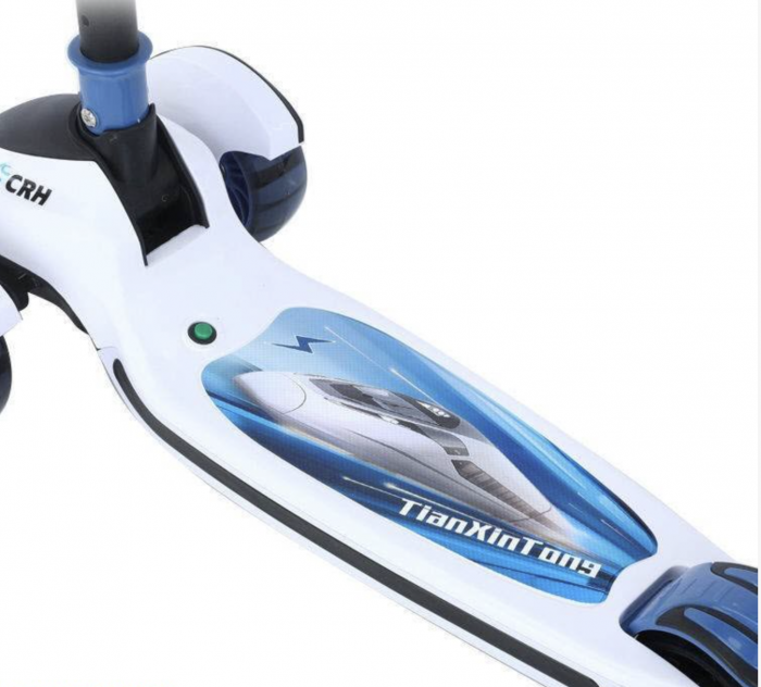 Trotineta Scooter Premium pentru Copii 698 cu Design Avion, alb - albastru [6]