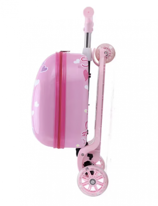 Trotineta 2 in 1 cu Ghiozdan Troler si Roti LED, 618-1 roz [2]