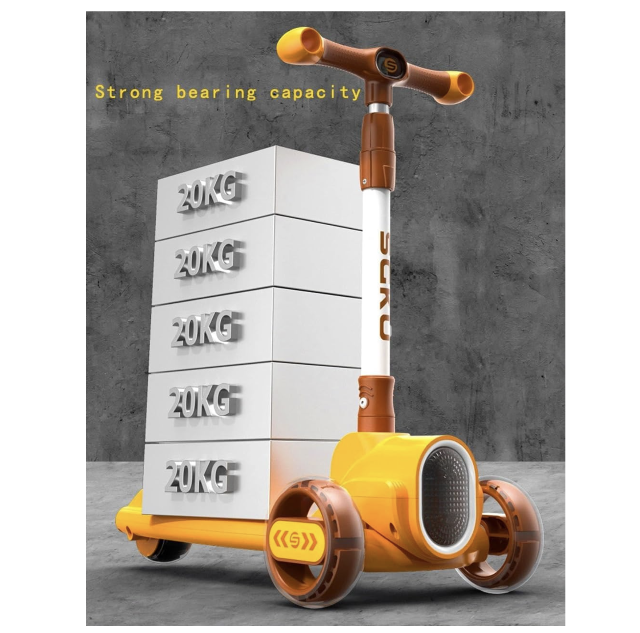 Trotineta 2022 verde, cu scaun, 3 roti LED, muzica, pliabila, reglabila, 3-12 ani [9]