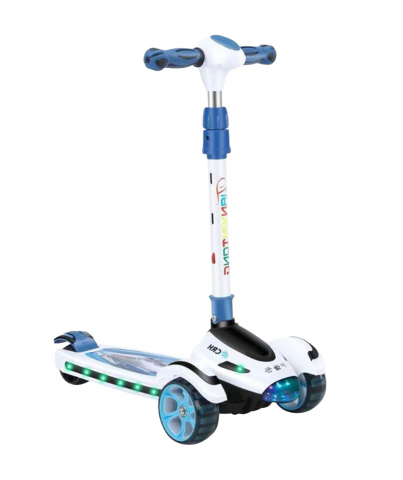 Trotineta Scooter Premium pentru Copii 698 cu Design Avion, alb - albastru [2]