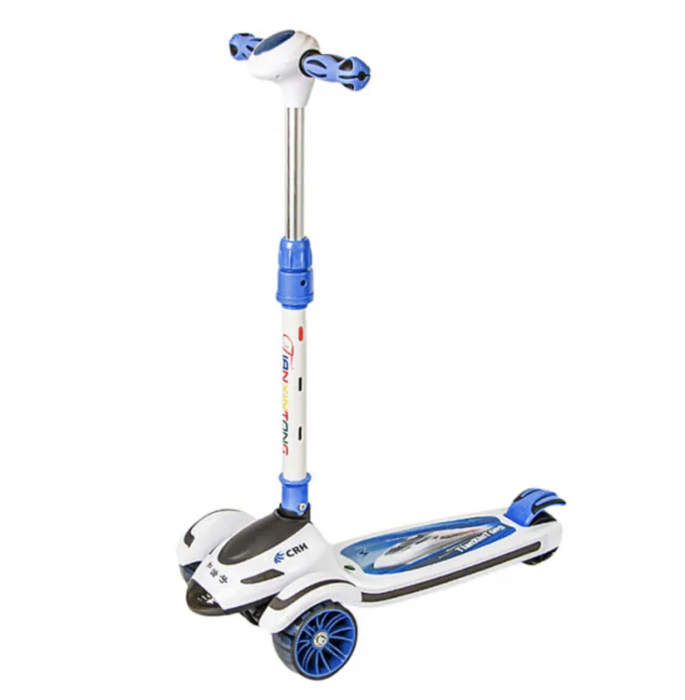 Trotineta Scooter Premium pentru Copii 698 cu Design Avion, alb - albastru [5]