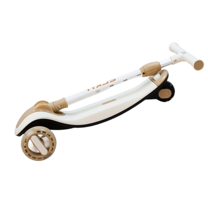 Trotineta copii 807 Crem, pliabila, reglabila 4 trepte, 3 roti, lumini si muzica, 3-10 ani [3]
