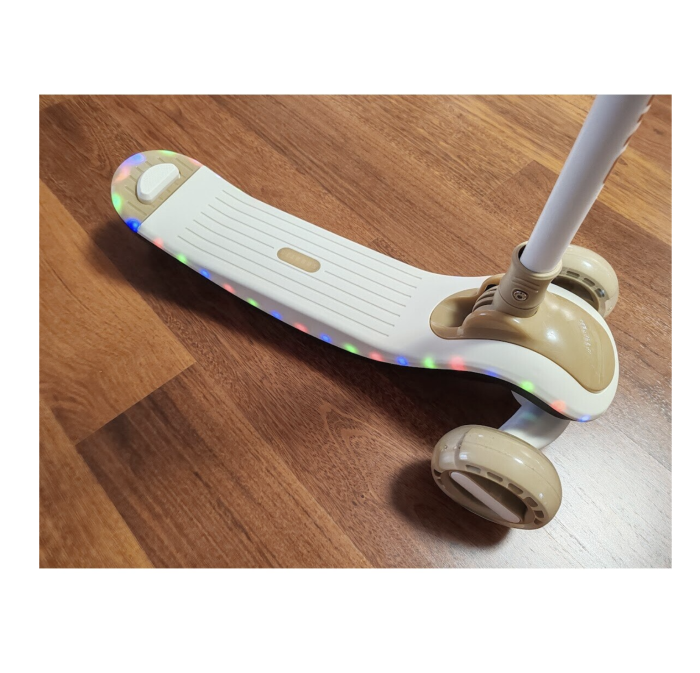 Trotineta copii 807 Crem, pliabila, reglabila 4 trepte, 3 roti, lumini si muzica, 3-10 ani [6]