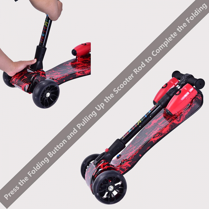 Trotineta cu aburi, sunete si lumini, cu Bluetooth si cablu USB, TR07, rosu [13]