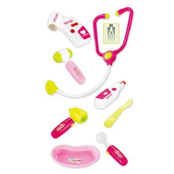 Trusa medicala de jucarie in valiza cu stetoscop, seringa si accesorii de doctor, roz, plastic [3]
