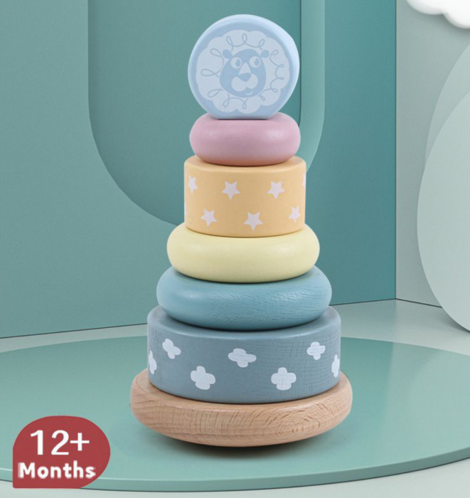 Turn Montessori pastel, 6 piese, din lemn [6]