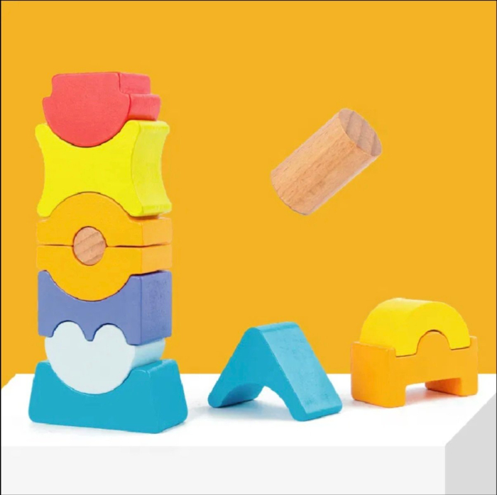 Turnul Piramida de stivuit, multicolor, din lemn [3]