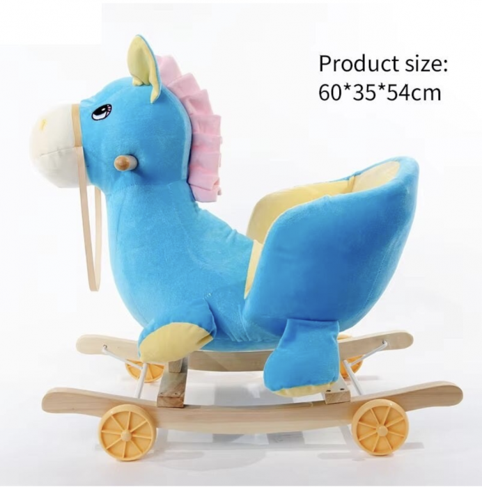 Unicorn Din Plus Balansoar Si Cu Roti, Bleu [4]