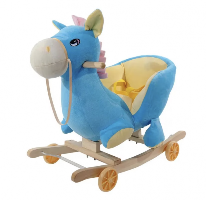 Unicorn Din Plus Balansoar Si Cu Roti, Bleu