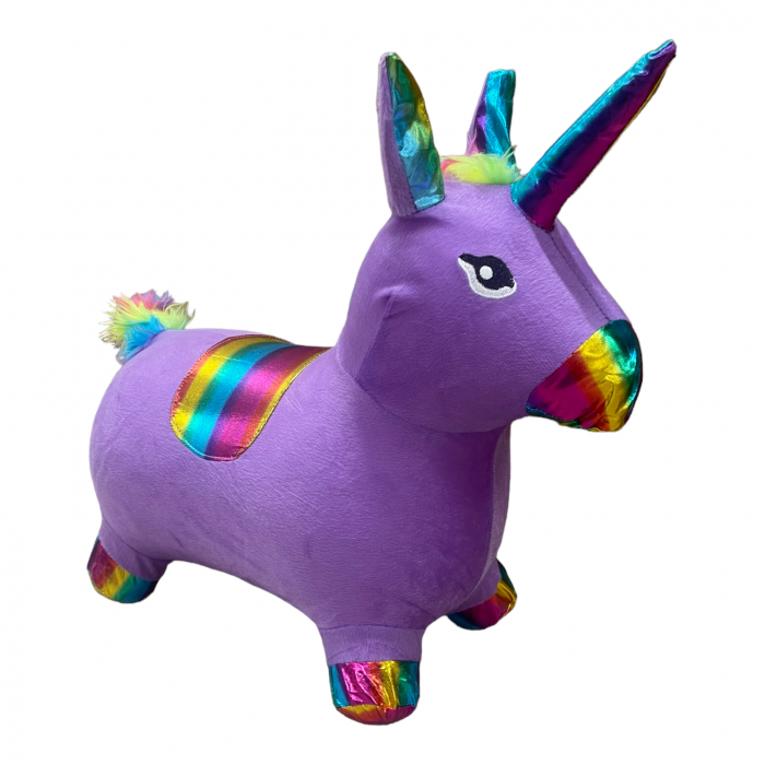 Unicorn gonflabil cu husa de plus, cu sunete si lumini, mov [5]