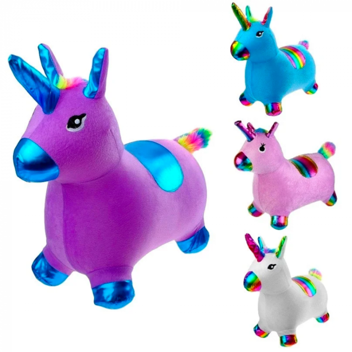 Unicorn gonflabil cu husa de plus, cu sunete si lumini, mov [6]