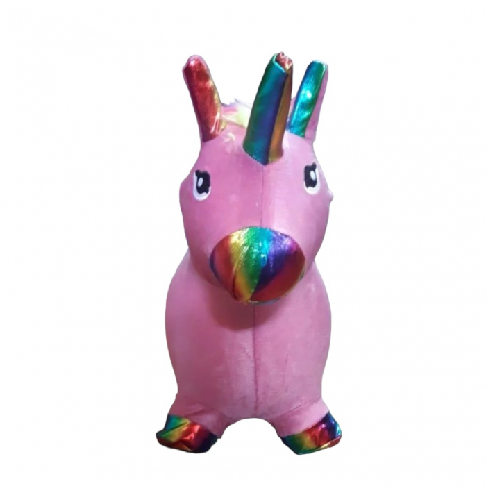 Unicorn gonflabil cu husa de plus, cu sunete si lumini, roz [4]