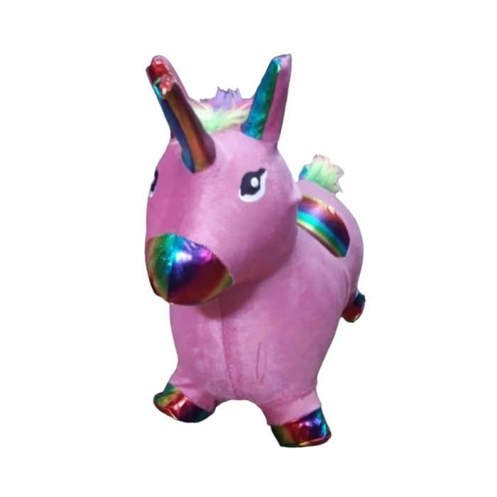 Unicorn gonflabil cu husa de plus, cu sunete si lumini, roz [2]