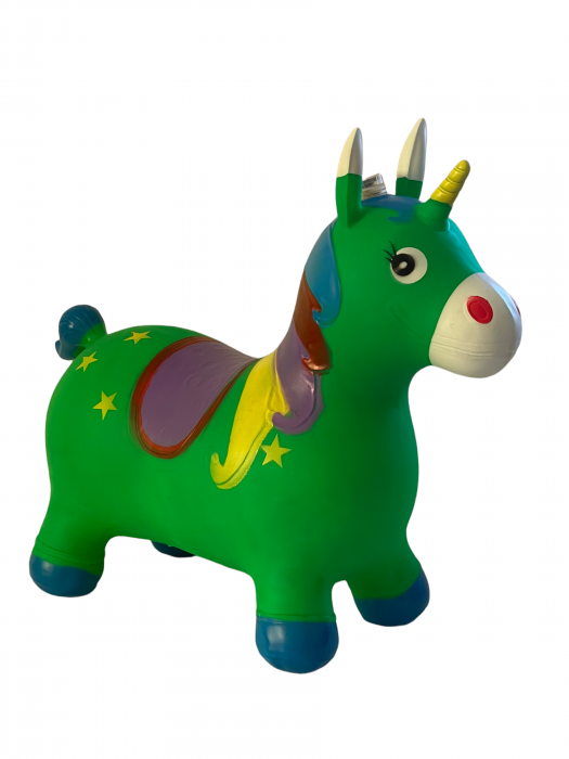 Unicorn gonflabil cu muzica si lumini, verde