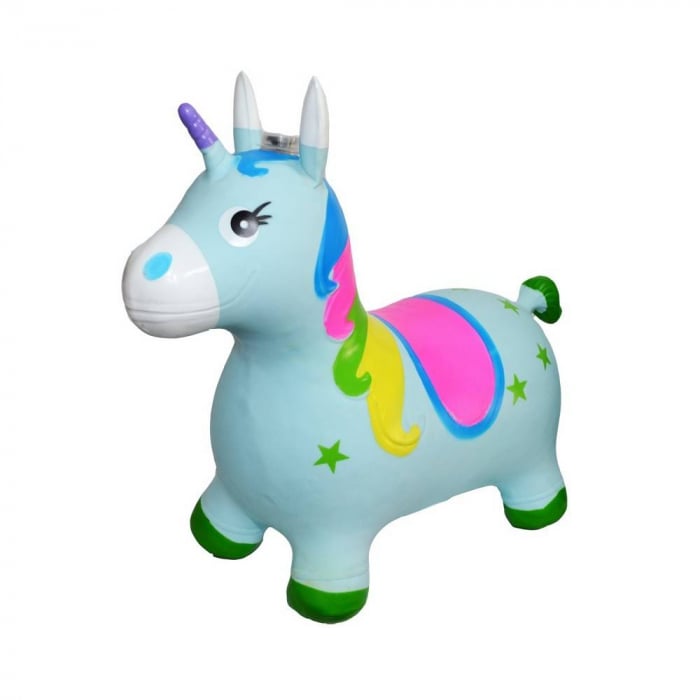 Unicorn gonflabil cu muzica si lumini, bleu