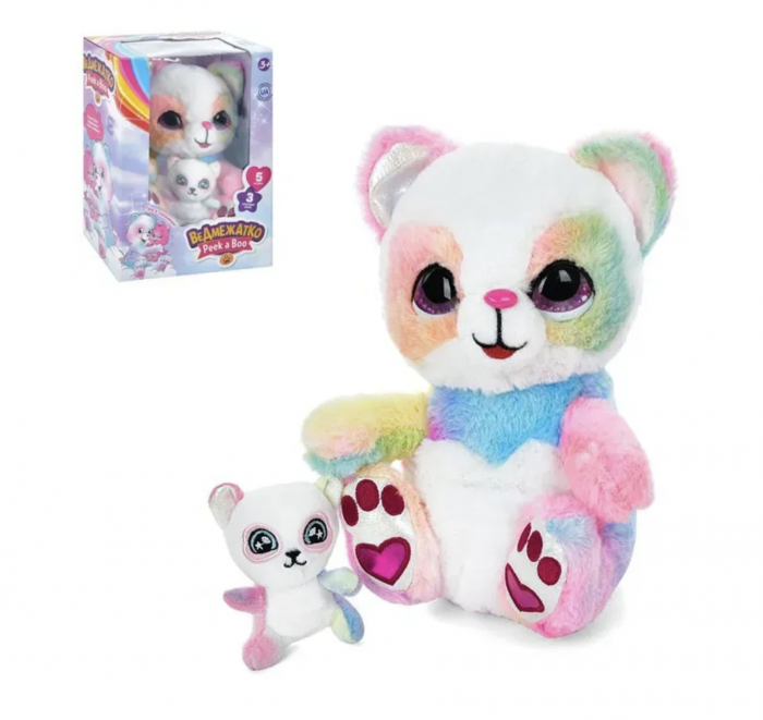 Ursulet Panda cu pui, cu senzori pentru miscare, 5 melodii, din plus, curcubeu [3]