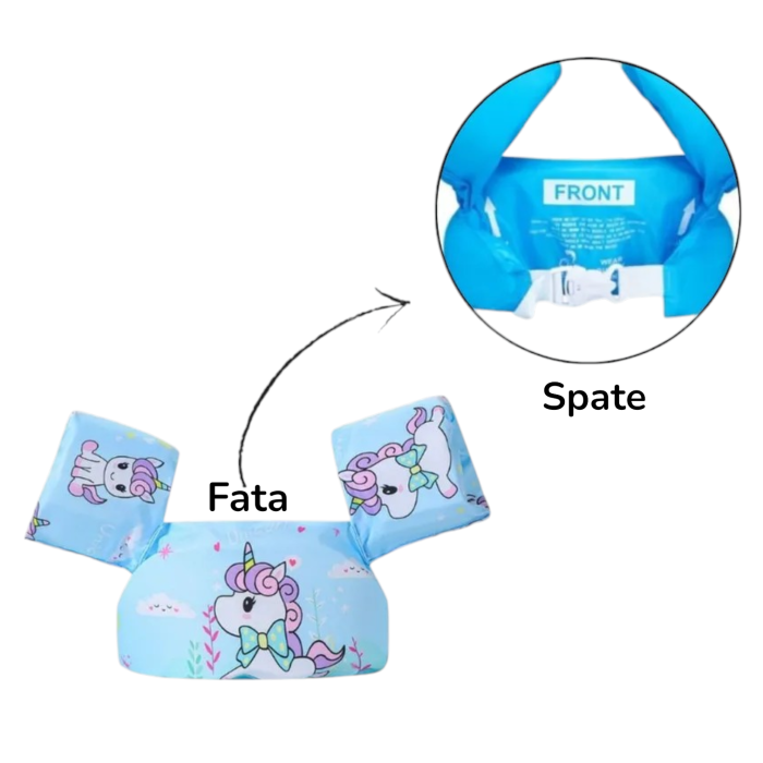 Vesta de inot cu Aripioare, Flotabilitate ridicata, Unicorn bleu [2]