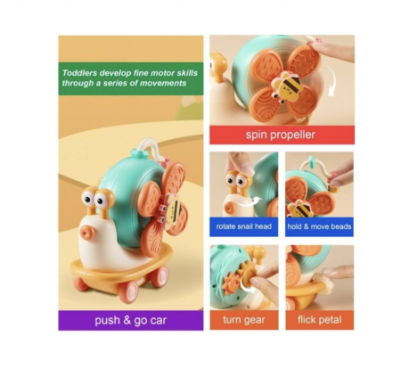 Jucarie interactiva bebelusi Melc cu sunete, butoane si dentitie [6]