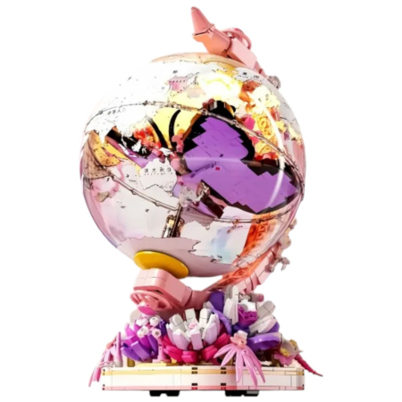 Seturi de constructie - Set de construit, Glob Butterfly, decor cu lumina, 657 piese