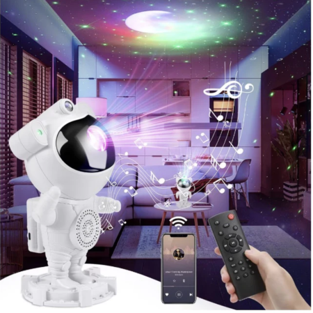 Jocuri si Jucarii - Proiector stele astronaut cu boxa Bluetooth, telecomanda, rotatie 360°