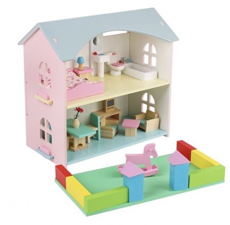 Casute si accesorii papusi - Casuta de papusi cu mobilier si veranda