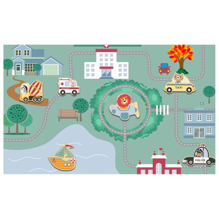 Joc Educativ Din Lemn Snuruit Si Puzzle 2 In 1 Mijloace De Transport KABI 3 Ani [3]