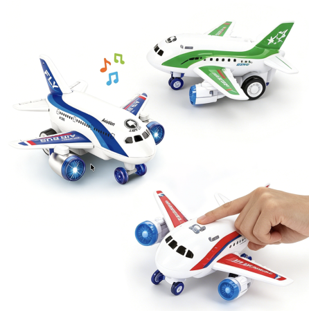 Avion De Jucarie Cu Frictiune Inertiala Lumini LED Si Sunete 18x17 cm 3 Ani [3]