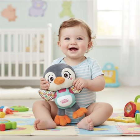Jucarie interactiva din plus Pinguin cu respiratie, lumini si sunete, 6 luni+ [3]
