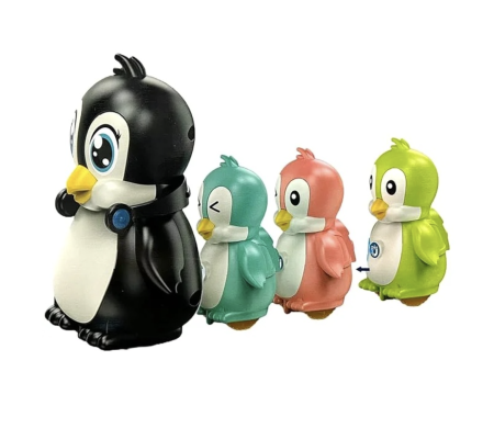 Jucarie interactiva magnetica Trenuletul familiei de 4 pinguini [4]