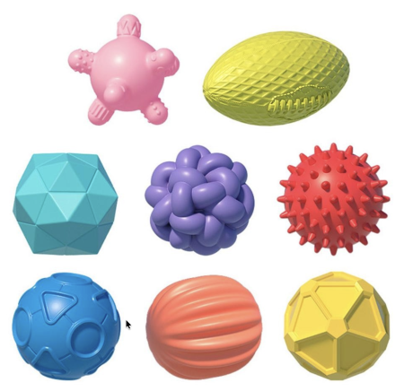 Jocuri si Jucarii - Set 8 mingi senzoriale pentru bebelusi, colorate, cu texturi diferite, 18 luni+