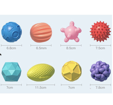 Set 8 mingi senzoriale pentru bebelusi, colorate, cu texturi diferite, 18 luni+ [5]