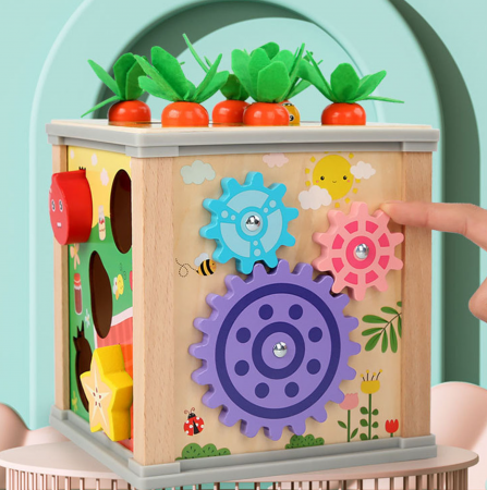 Cub multifunctional Montessori 6 in 1 cu Ciocanitoare, din lemn [6]