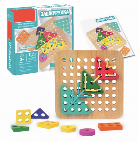 Jocuri si Jucarii - Joc de Montessori de snuruit forme geometrice