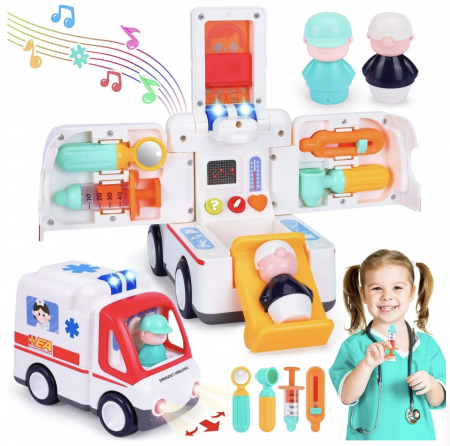 Jocuri si Jucarii - Jucarie Ambulanta Interactiva cu LuminI, Sunete si Accesorii