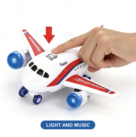 Avion De Jucarie Cu Frictiune Inertiala Lumini LED Si Sunete 18x17 cm 3 Ani [5]