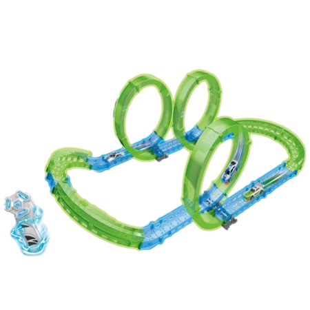 Jocuri si Jucarii - Circuit Pista De Curse Cu Bucle Masinuta Telecomanda Rapid World 38 Piese 3 Ani