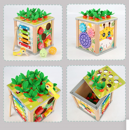 Cub multifunctional Montessori 6 in 1 cu Ciocanitoare, din lemn [5]