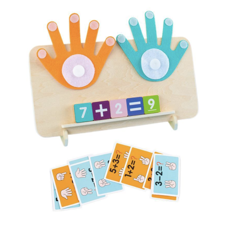 Joc Montessori din lemn pentru calcul matematic cu degete din fetru si suport, +3 ani [10]