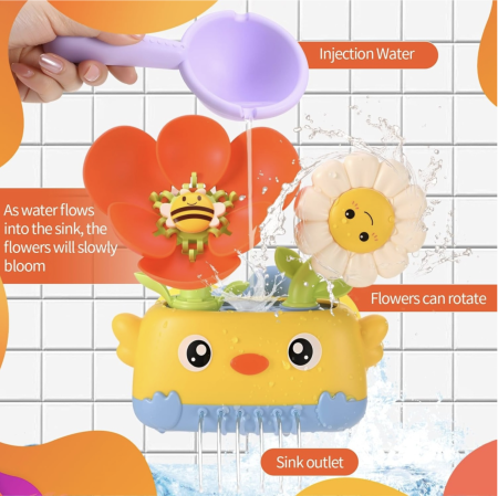 Set jucarie interactiva de baie Flori vesele cu ventuze pentru copii 18 luni+ [4]