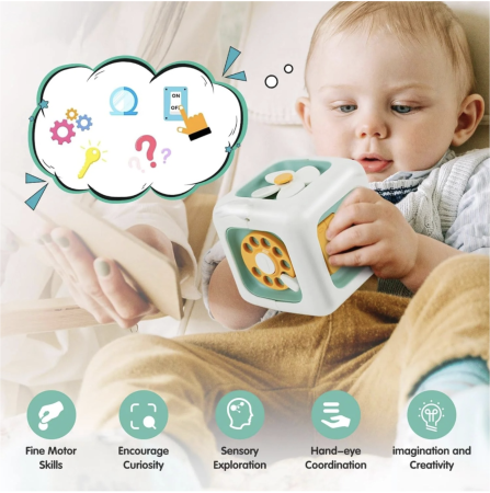 Jucarie interactiva Busy Cube vernil, cu 6 activitati pentru copii 18 luni+ [2]